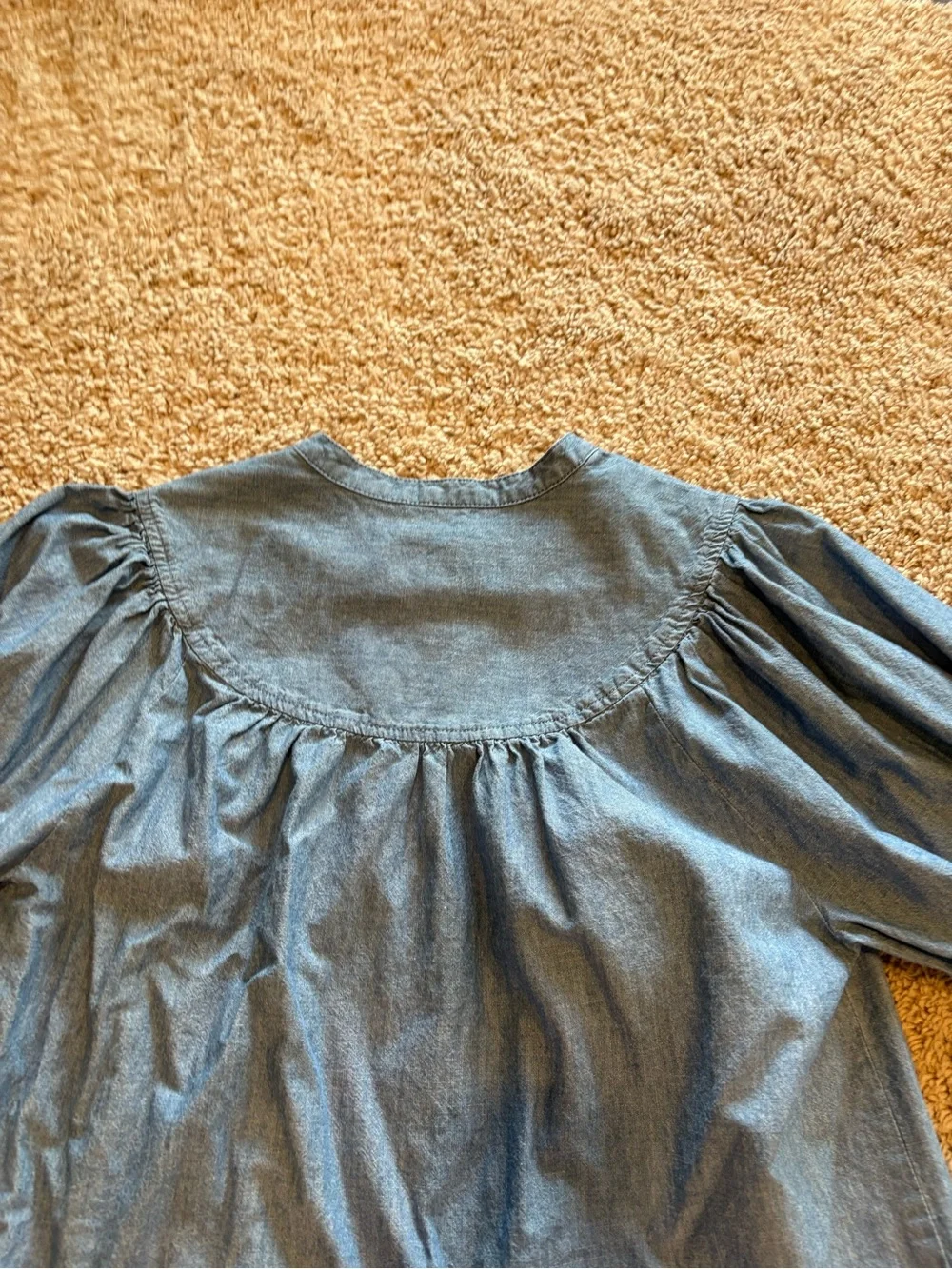 Chambray Puff Sleeve Top